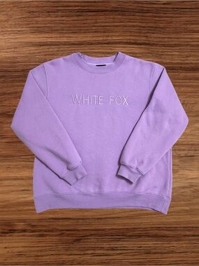 White Fox Boutique Lavender 'WHITE FOX' Embroidered Crewneck Sweatshirt Size S/M